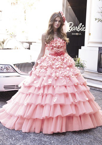 バービーカラードレス ピンク ウエディングドレス Jp