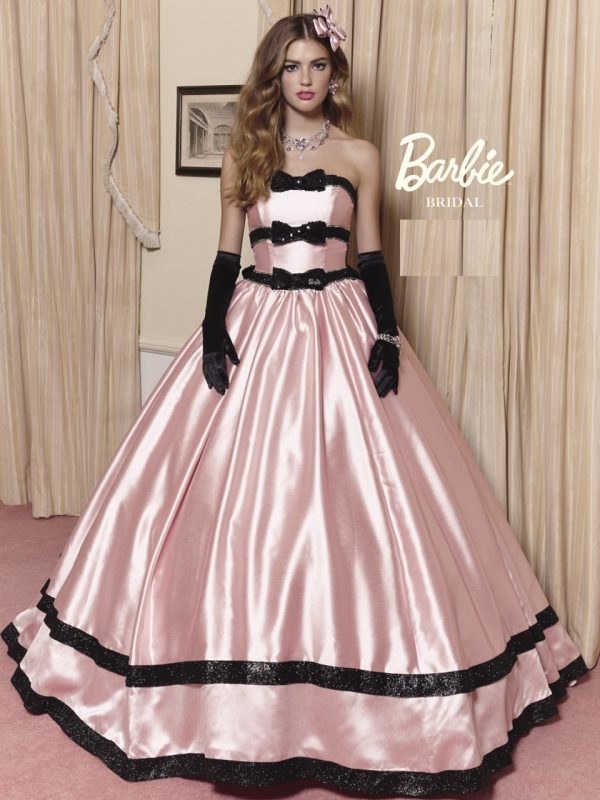 Barbie 風 ビジューリボン 赤ドレス カラードレス ウェディングの+ ...