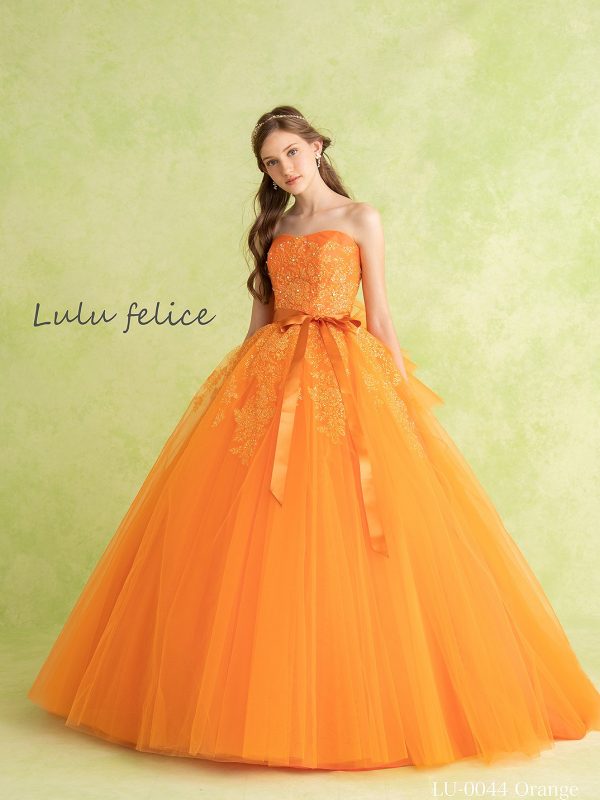 オレンジグリッタードレス
