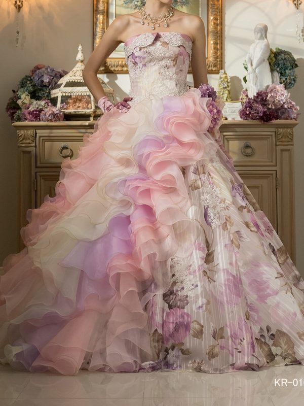 ピンク パープルの大人可愛いカラードレス ウエディングドレス Jp