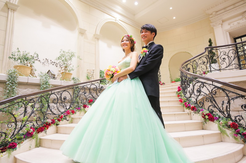 【結婚式】さわやかなグリーンカラーのドレス